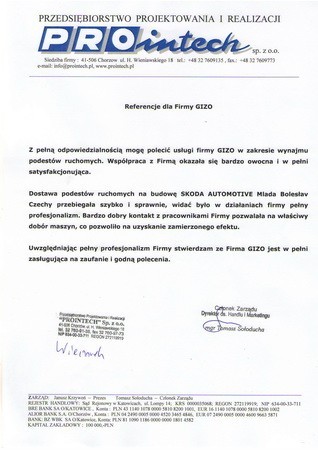 PROintech fabryka  SKODA CZECHY